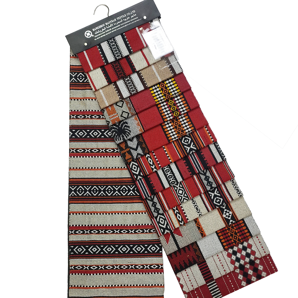 Anpassad arabisk stil röd och svart jacquard sadu soffa klädsel tyg